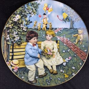 1983 weird & wonderful park scene Arabelle porcelain doll plate